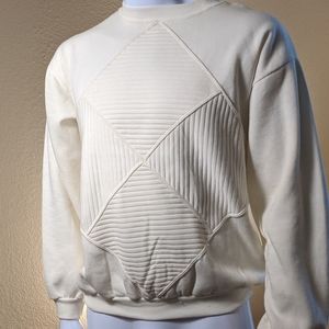 Men's Pullover Cream Cotton Blend Long Sleev